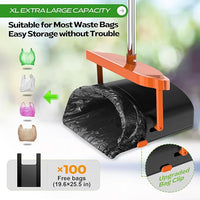UPSKY Dog Pooper Scooper Swivel Bin & Rake Kit with 100 Waste Bags,33.4" Stainless Steel Long Handle Heavy Duty Pet Poop Shovel for Large Medium Small Dogs, Odor-Proof Lid for Yard/Lawn/Outdoor Use