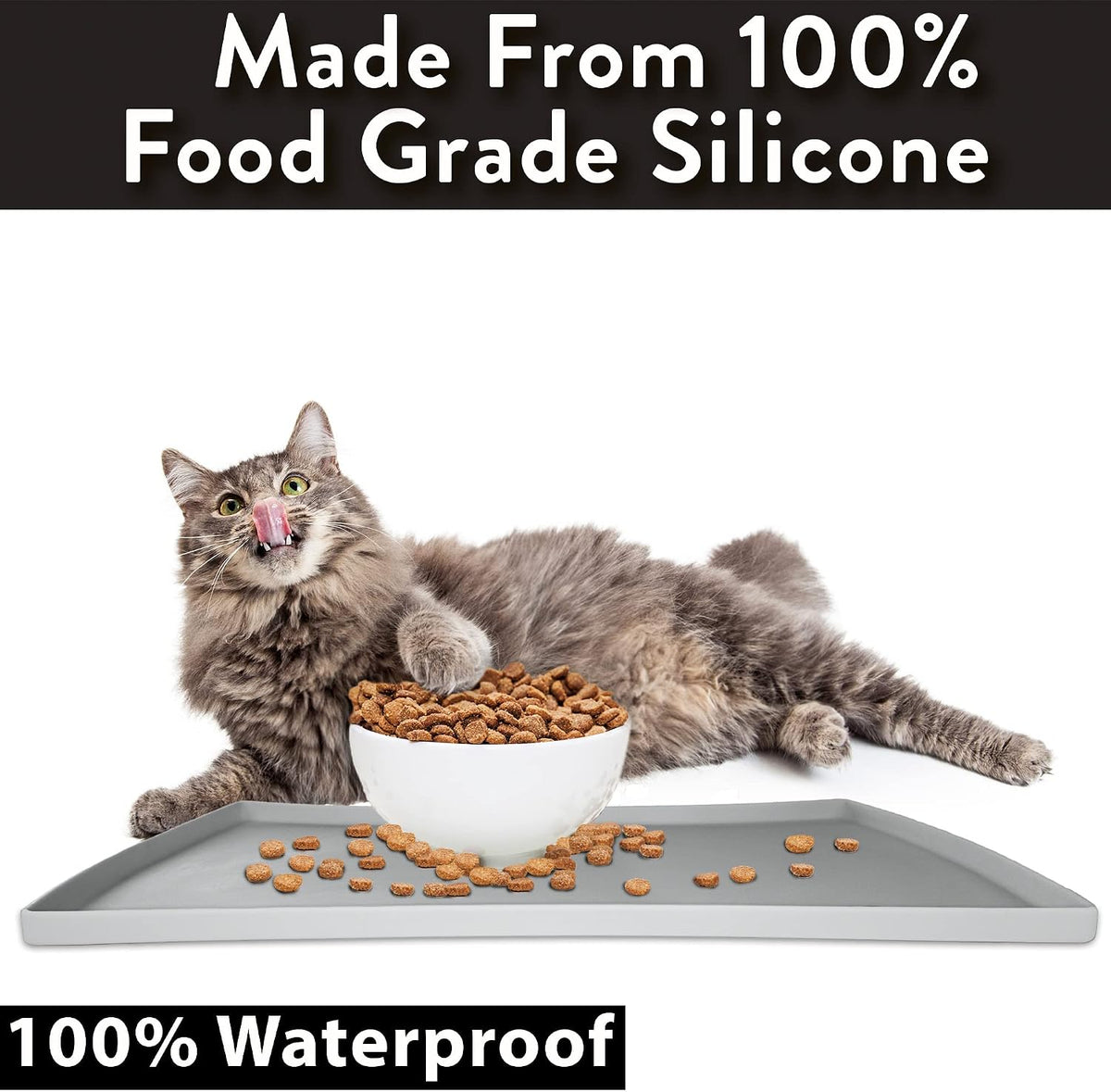 CatGuru Premium Cat Food Mat - 24"L x 14"W / Gray - image 3