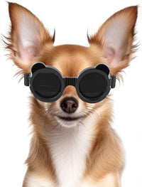 Dog Goggles for Small Breed UV/Wind/Dust Protection Puppy Sunglasses with Adjustable Strap - Black