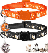 Baeuppit 2Pcs Breakaway Cats Collars Cat Collars for Boy & Girl Cats - 7.0-10.7'' / Black+Tangerine