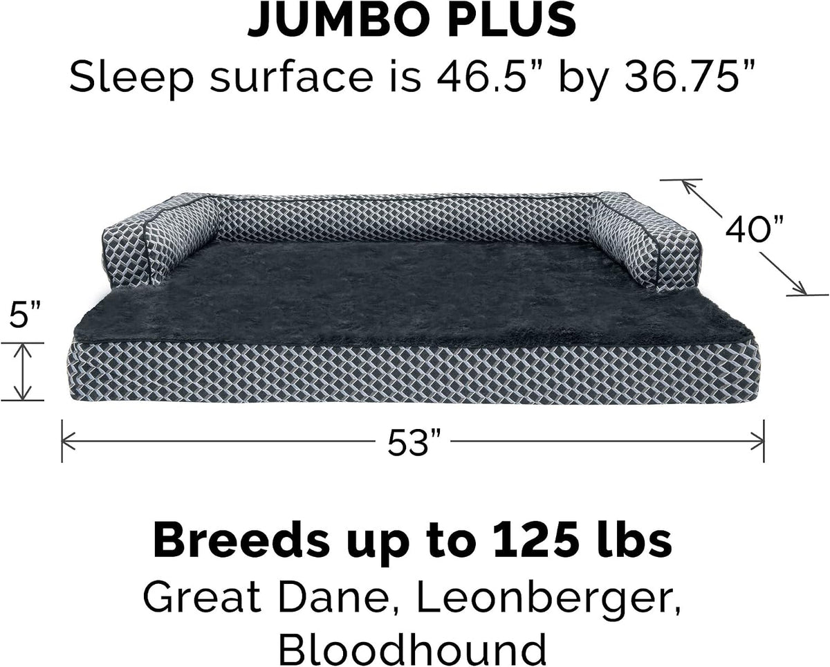 Furhaven Orthopedic Dog Bed for Large Dogs w/ Removable Bolsters - Diamond Gray (Plush & Woven Décor) / Jumbo Plus - image 2