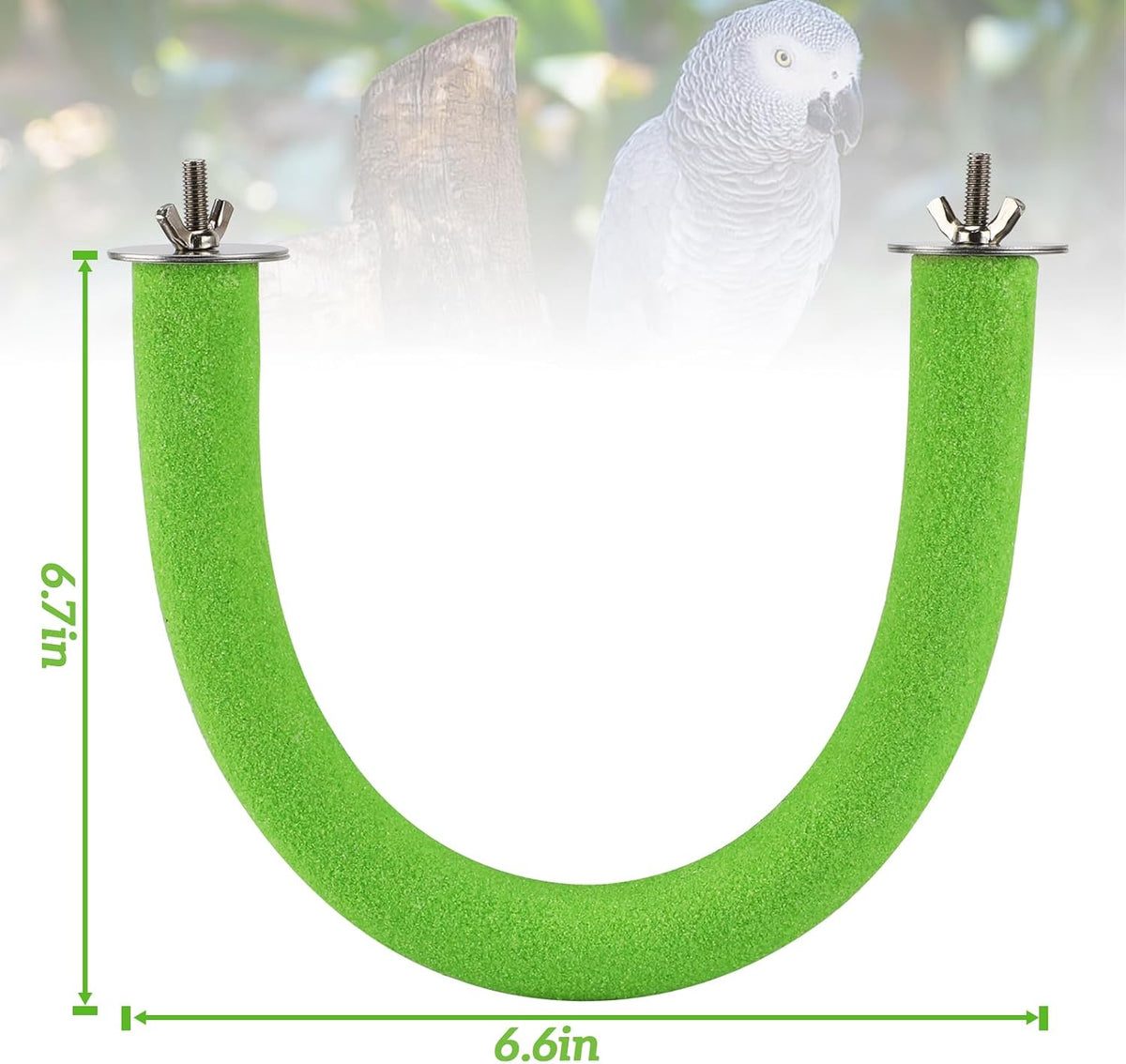 U-Shaped Large Parrot Perch, Quartz Bird Perch for Cage – Essentials for Birds - Large / Green - image 2