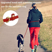 LWBMG Multi Function Leather Dog Leash 8ft Genuine Leather Leash - 8ft x 3/8inch / Red - image 3
