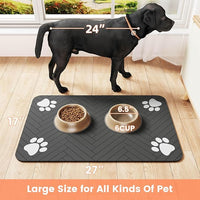 Pet Feeding Mat-Absorbent Pet Placemat for Food and Water Bowl, with Waterproof Rubber Backing, Quick Dry Water Dispenser Mat for Dog and Cat (12"x20", Blue)
