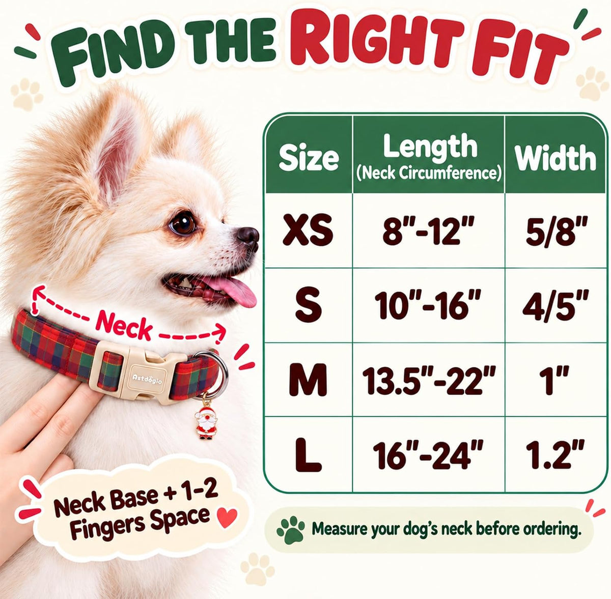 Medium Dog Collars for Male Dogs - Classic Christmas Plaid / L - image 4