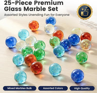 SallyFashion glow in the dark glass marbles, 25 colorful crackle marbles in a clear box - view 2