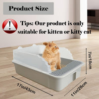 Open Cat Litter Box with High Side - 【Color：Grey】 - image 2
