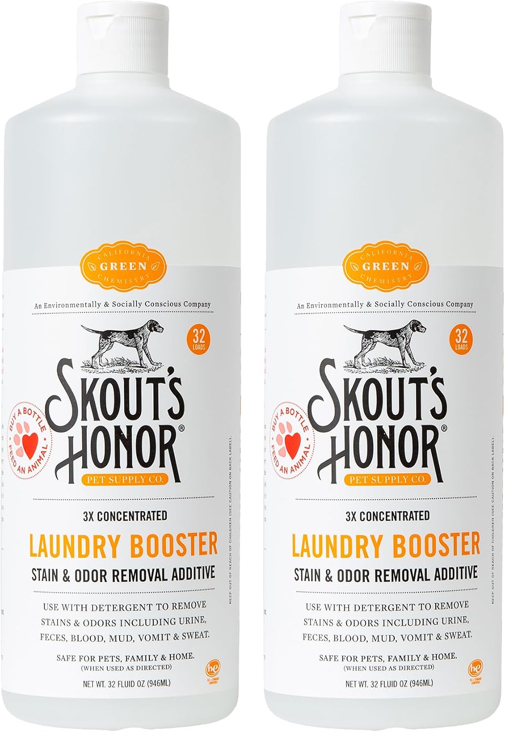SKOUT'S HONOR Pet Laundry Booster - 32 Fl Oz (Pack of 2)