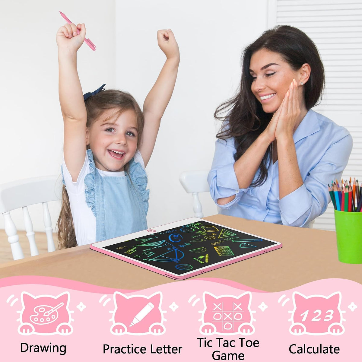 Hockvill LCD Writing Tablet for Kids 8.8 Inch - 13"W x 10"H / Pink - image 2