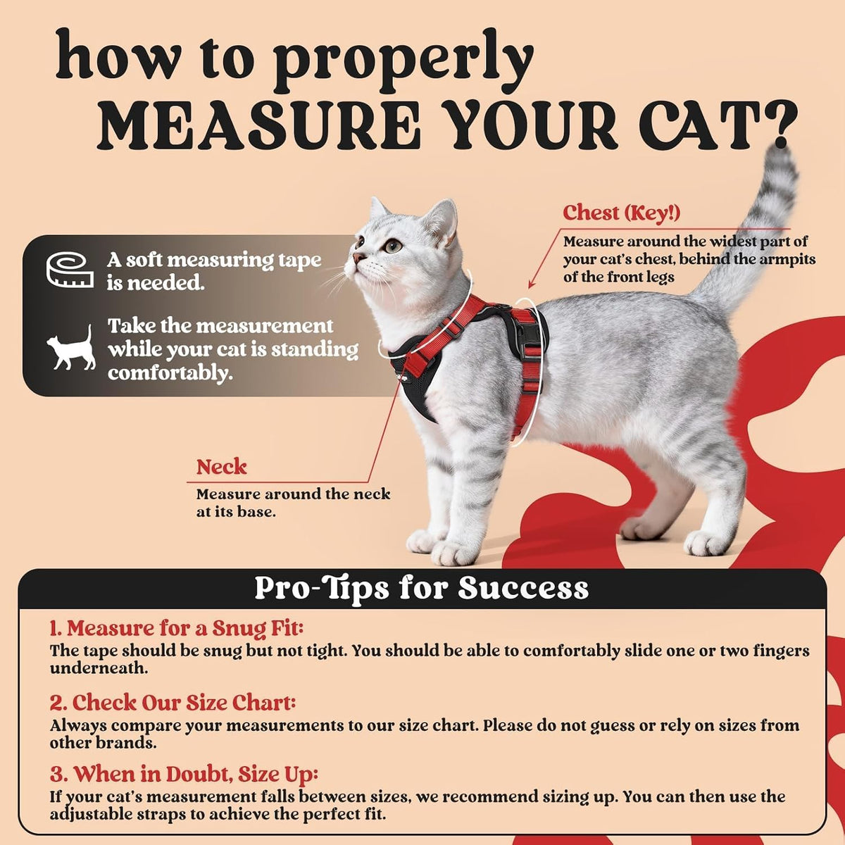 rabbitgoo Cat Harness and Leash Set, Escape Proof Vest - M / Black & Red - image 2