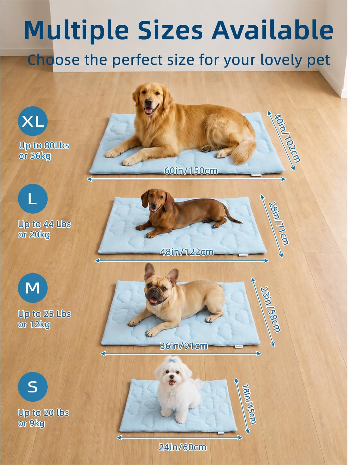 Huafly Dog Cooling Mat,Dual-Sided Cooling Mat for Dogs Cloud Blue – Essentials for Dogs - XL: 60.0" L x 40.0" W x 0.8"Th - image 3