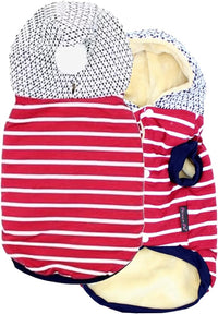 Parisian Pet Basic Dog Hoodie - Lightweight Red Striped Pom Pom Sweatshirt - Pullover With Leash Hole and Pockets - Clothes for Large Dogs - L