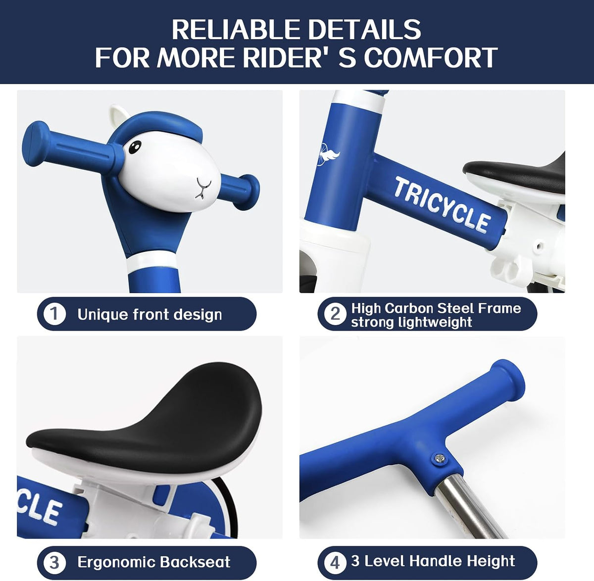 Tricycle for Kids 1-3 Year Olds - Blue - image 3