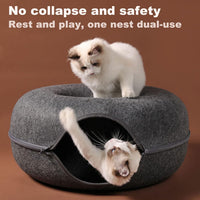 Large Cat Tunnel Bed for Indoor Cats with 3 Toys - M(20x20x9) / Light Grey - image 4