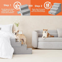 EHEYCIGA Dog Stairs for Bed 20" H, 4-Step Extra Wide Dog Steps for High Bed, Pet Steps for Small Dogs and Cats, Non-Slip Balanced Pet Ramp Indoor, Light Grey