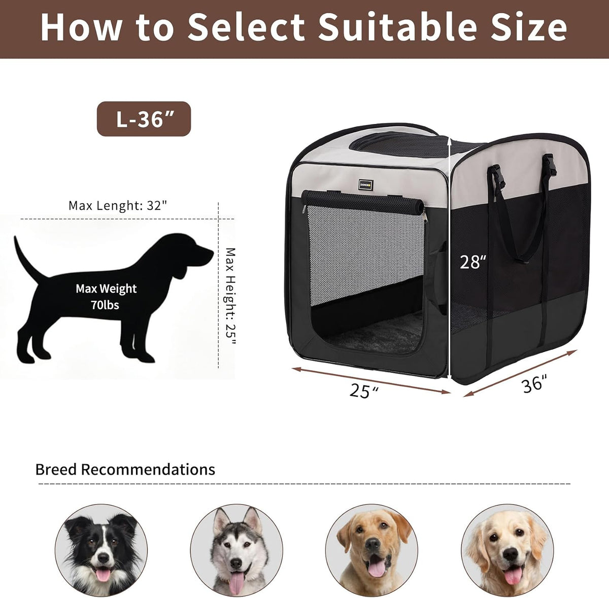 Dog Kennels and Crates for Medium Dogs - Black / 36.0"L x 23.0"W x 28.0"H - image 3