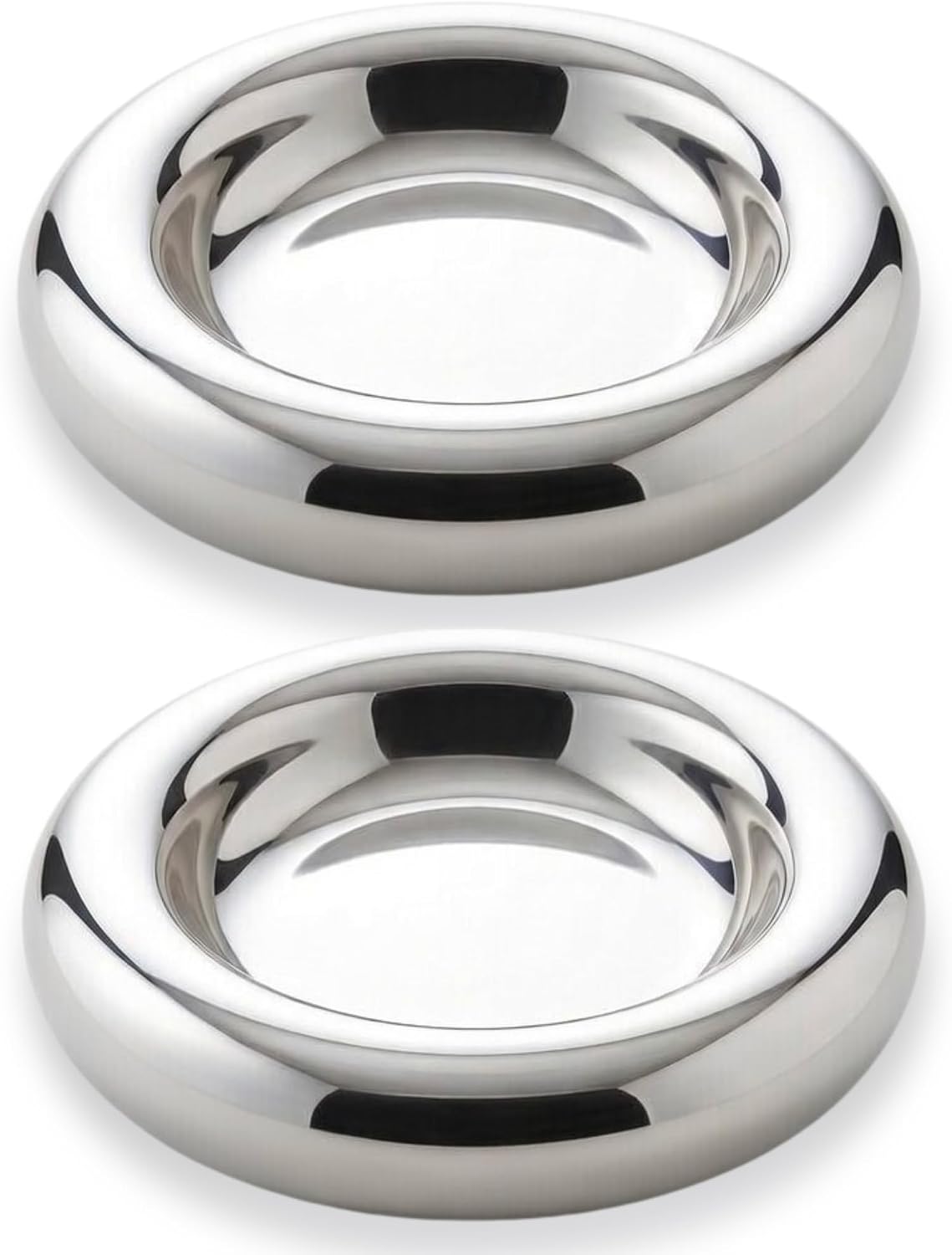 CatGuru Cat Food Bowl, Ceramic Bowls for Indoor Cats - Set of Two / Torus Mirror