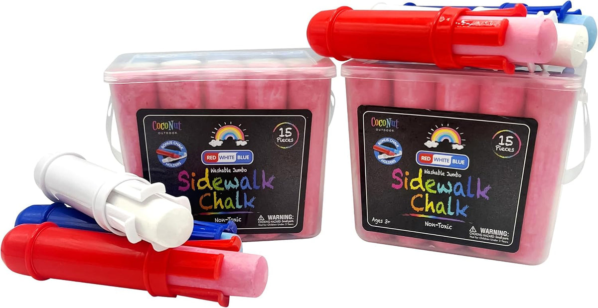CocoNut Outdoor jumbo sidewalk chalk bucket with 40 thick chalk sticks in 7 colors - view 2