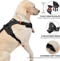 NESTROAD No Pull Dog Harness,Adjustable Oxford Dog Vest Harness with Leash,Reflective No-Choke Pet Harness with Easy Control Soft Handle for Small Medium Dogs(Medium,Black)