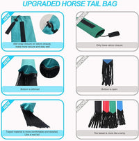 Horse Tail Bag - Pack of 2, Waterproof and Durable, Adjustable Large Opening for Easy Fit, Fringe Design Simulates A Fly Swatter, Protects Horse's Tail from Dirt, Breakage and Insects