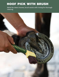 9PCS Horse Grooming Kit Curry Comb Sweat Scraper Horse Bathing Supplies Grooming Tools with Storage Bag Pasture Glow