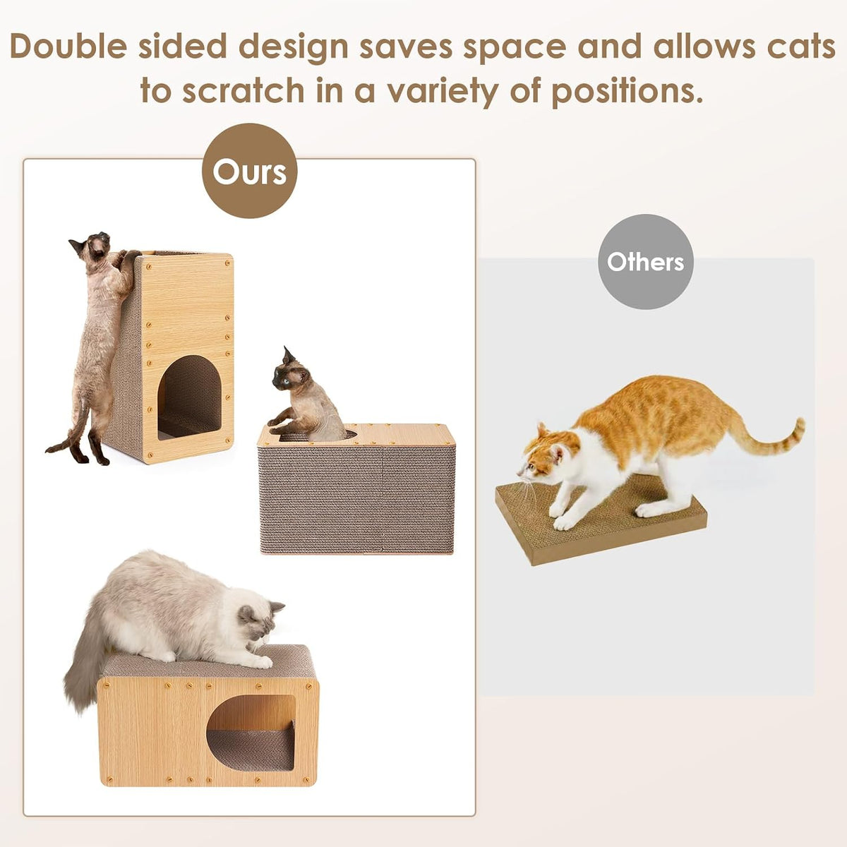 EHEYCIGA Cardboard Cat Scratcher House - 20x11.5x10.5inch / Brown - image 3