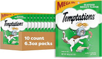 Temptations Classic Crunchy and Soft Cat Treats, Seafood Medley Flavor, 6.3 oz. Pouch (Pack of 10)