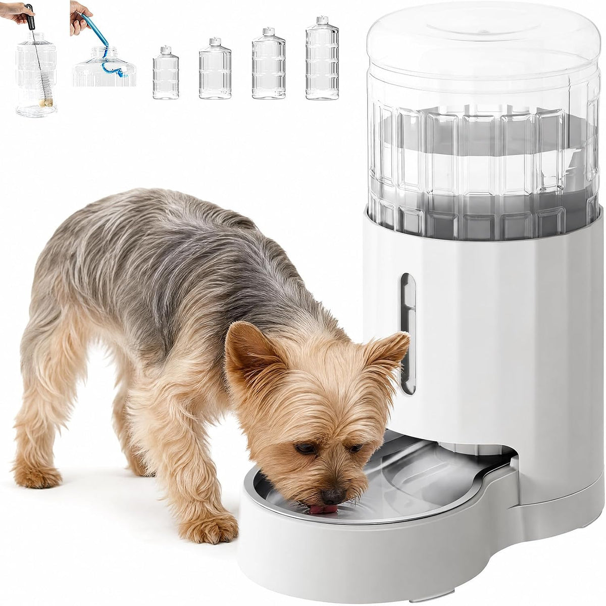 CZPET 5L Gravity Water Bowl Dispenser for Cats and Dogs – Essentials for Dogs - White / 5L