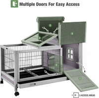 Wooden Rabbit Hutch Indoor and Outdoor - Grey - image 2