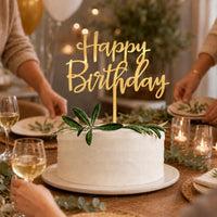 CC TOWN mirrored gold acrylic happy birthday cake topper, 6 by 7 inches - view 6
