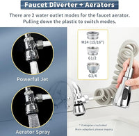 CECEFIN Kitchen Sink Sprayer Hose Attachment for Faucet, Kitchen Faucet Head Replacement w/ 79" Recoil Hose and Holder, Pressurized Water Saving Aerator & Diverter Valve, Faucet Sprayer Attachment Set