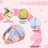 Cat Harness and Leash Set, Escape Proof Soft Vest Walk Pink XS – Essentials for Cats - Sakura pink / Extra Small - image 4