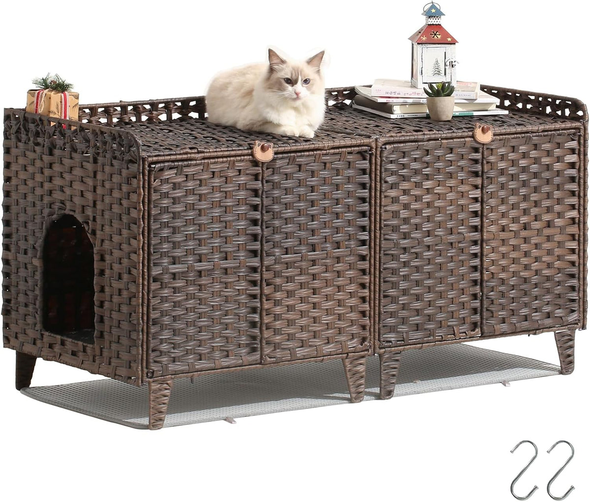 Cat Litter Box Enclosure Hidden Litter Box Furniture - Extra Large / Brown