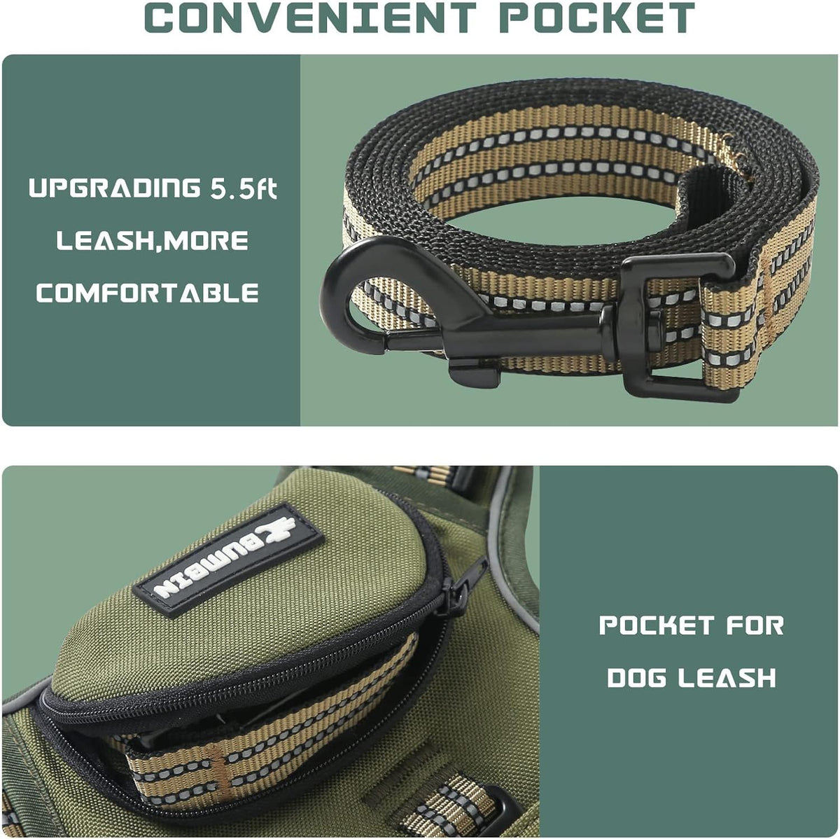 No Pull Dog Harness for Medium Dogs - Army Green / XL - image 2