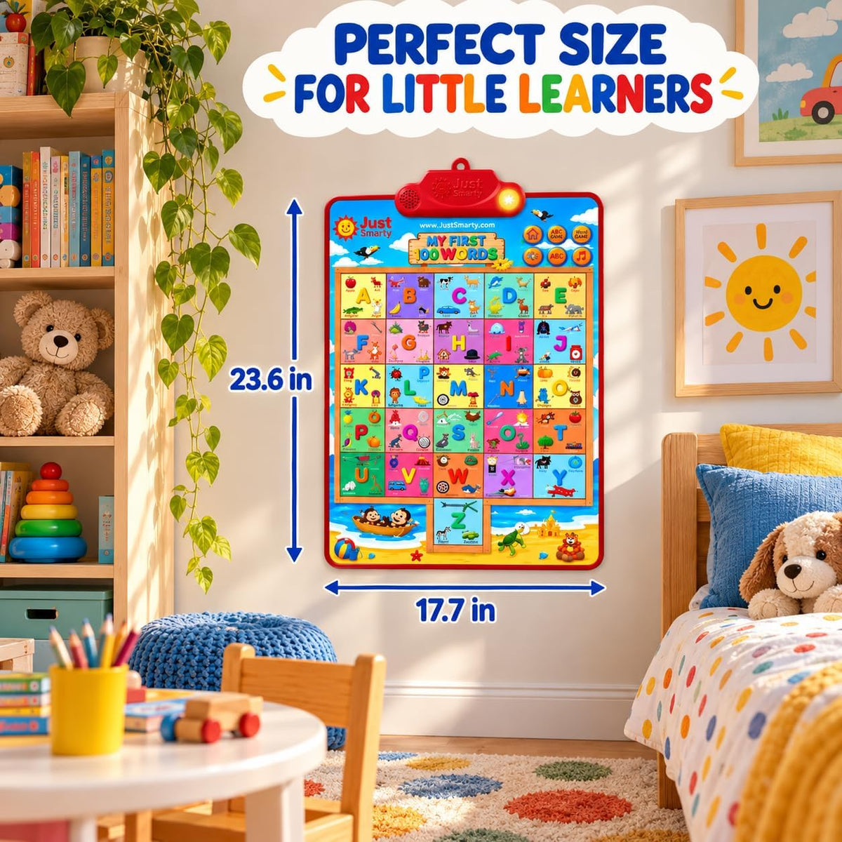 Just Smarty Interactive Alphabet Wall Chart, ABC & 123's, Blue – Fun for Kids & Family - 100 Words - image 3