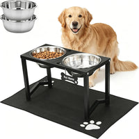 Elevated Dog Bowls, Metal Raised Dog Bowl Stand with 2 Thick 58oz Stainless Steel Food Bowls - Black-85oz x 2 / Height: 13"