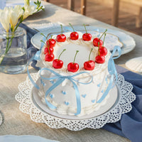 Chunful fake cherry cake toppers with red polyester bows - view 31