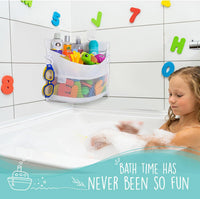 2 x Mesh Bath Toy Organizer + 8 Ultra Strong Hooks - White Corner - image 2