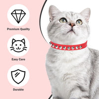 Leather Cat Collar, Breakaway Kitten Collars with Bell, Black – Essentials for Small Pets - Red / 7"-9" For Cats(Pack of 1) - image 3