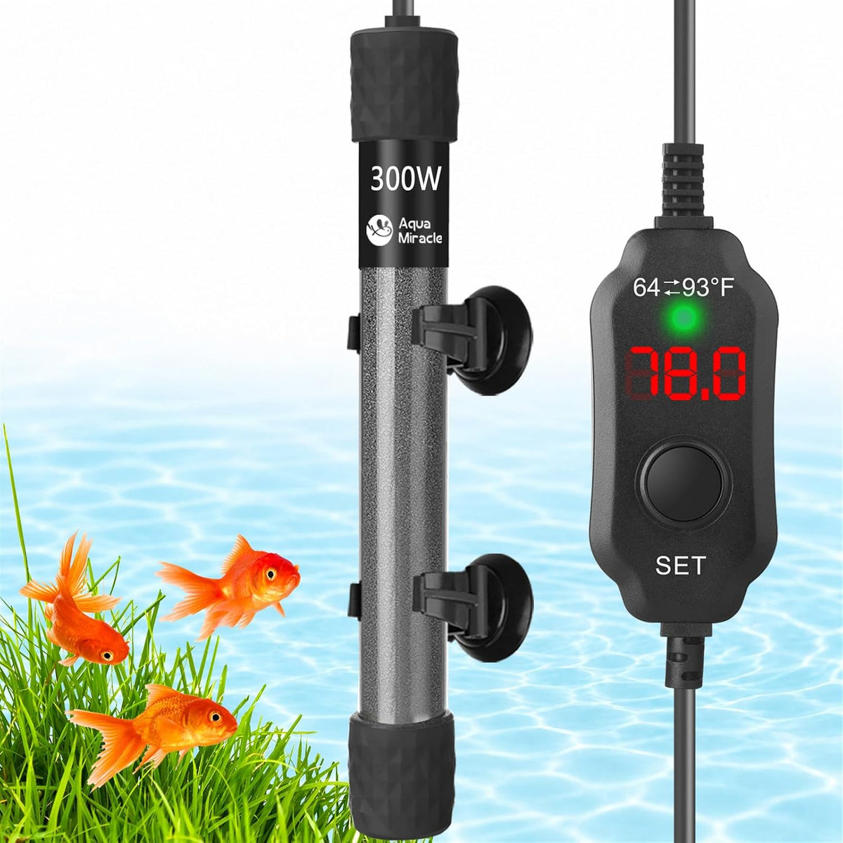 AquaMiracle Aquarium Heater 15W Fish Tank Heater for 1-3 Gallon Tanks – Essentials for Fish - For 40-60 Gal Tank