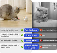 Automatic Laser Cat Interactive Toy - Self-Balancing 360° Auto-Spin Laser Pointer with Catnip Hole, Triple-Sensory – Kitten Sight, Smell & Touch, Boredom Relief Toys for Indoor Adult Cats