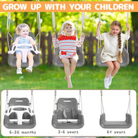 Foldable Toddler Swing Set for Indoor & Outdoor Use – Fun for Kids & Family - Gray - image 2