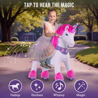 PonyCycle rainbow ride-on unicorn for toddlers with plush body, handlebars and hand brake - view 12