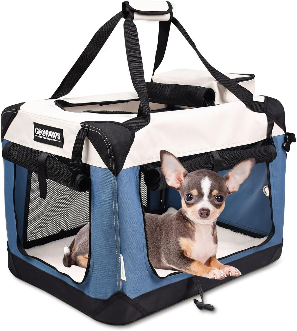 JESPET 3 Door Soft Dog Crates Kennel - 6-Lake Blue / Small(24"L x 16.5"W x 16.5"H)