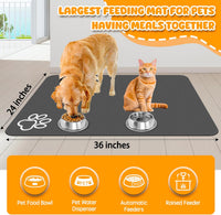 Dog Food Mat, 36" x 24" Extra Large Absorbent Dog Mat for Food and Water, Non Skid Cat Bowl Mat - Dark grey / 36"L x 24"W - image 2