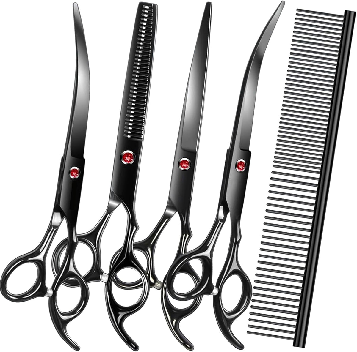 Dog Grooming Scissors Kit - Black 5 Piece / 5