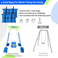 FUNLIO Toddler Swing with Foldable Metal Stand for Toddlers Aged 1~10 - Bluegreen - image 4