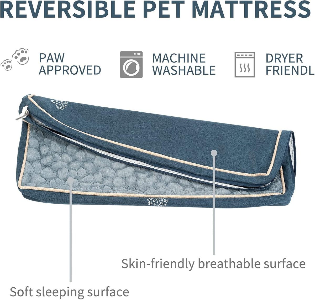 VANKEAN Waterproof Reversible Crate Mat Cool/Warm Washable Joint - L / Navy - image 4