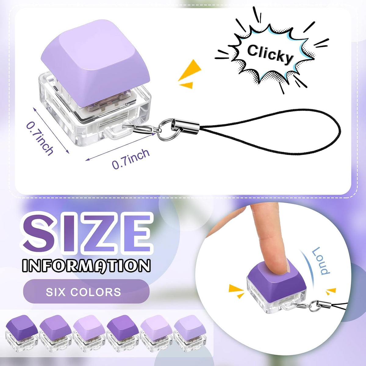 6 Pcs Keyboard Fidget Toy Keyboard Fidget Keychain - Purple / Classic / 6 - image 2