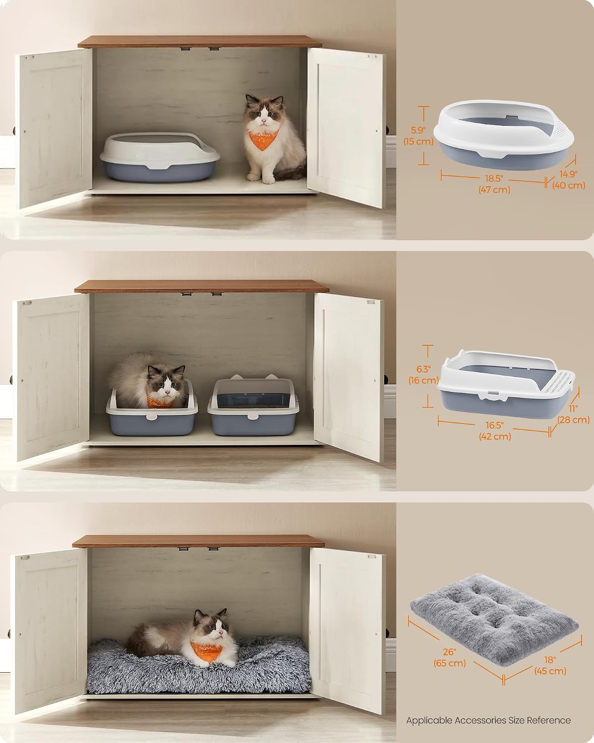 Feandrea Cat Litter Box Enclosure, End Table - image 3